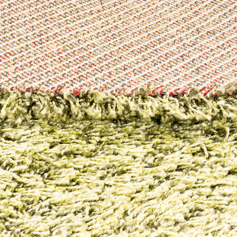 Hochflor Teppich rund  - 200 x 200 cm - olivgrün