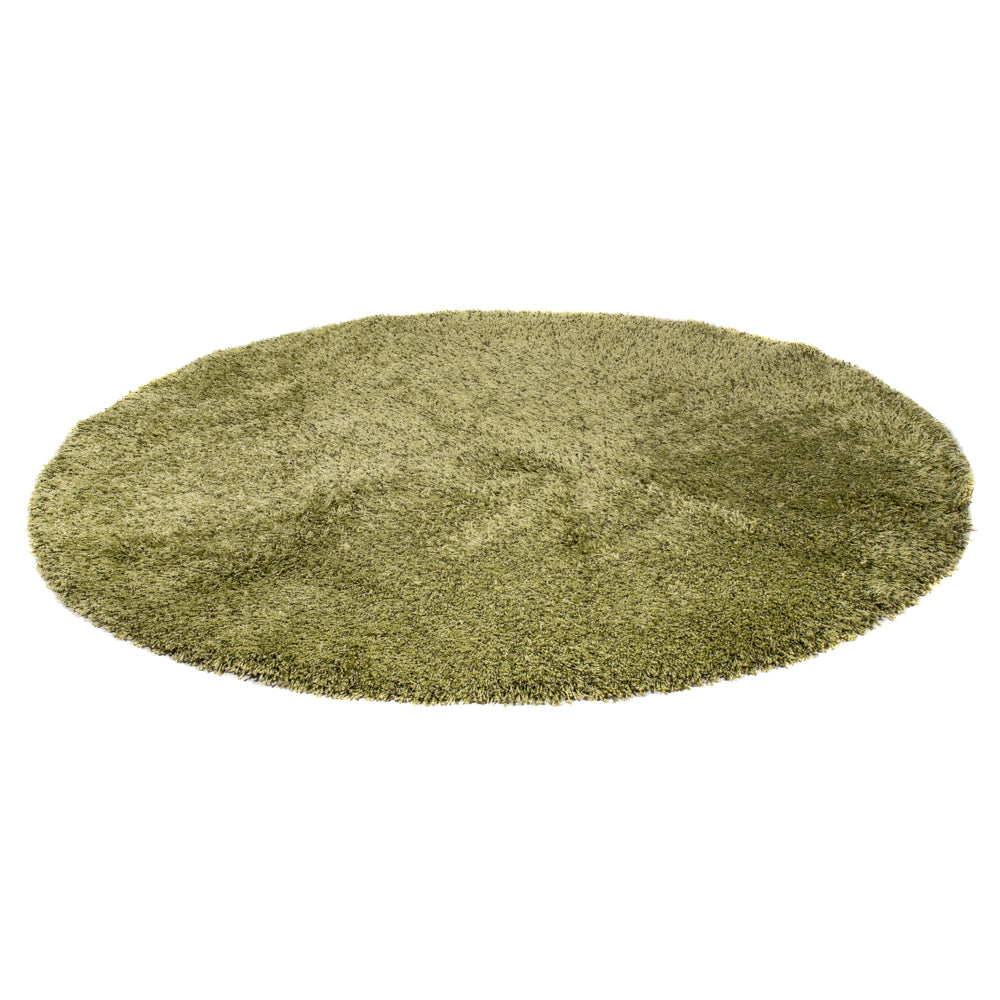 Hochflor Teppich rund  - 200 x 200 cm - olivgrün