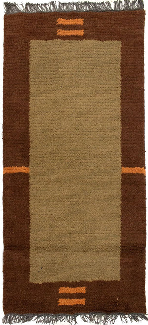 Nepal Teppich 140 x 70 cm - braun