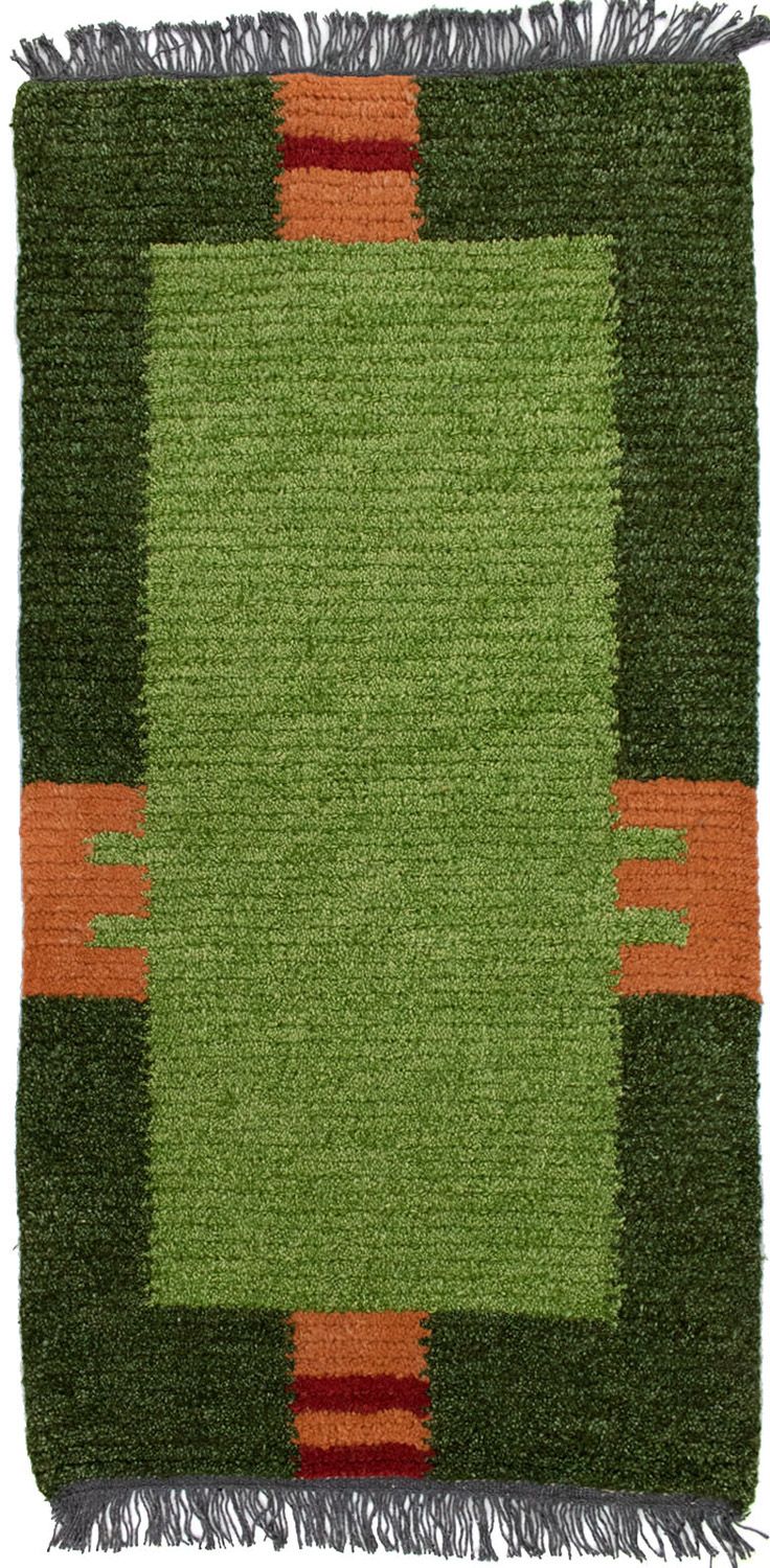 Nepal Teppich 140 x 70 cm - grün