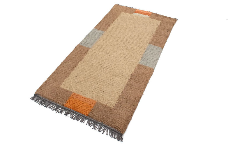Nepal Teppich 140 x 70 cm - hellbraun