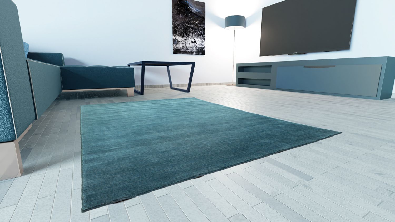 Gabbeh Teppich - Indus 250 x 200 cm - petrolblau
