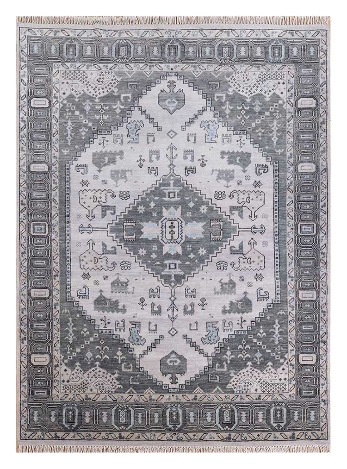 Wollteppich - 300 x 240 cm - silber