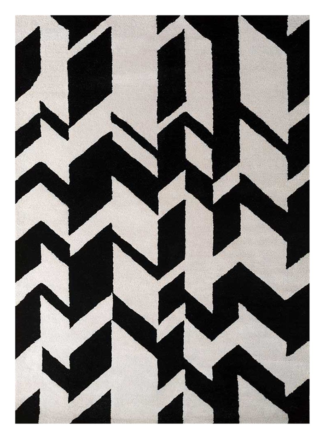 Wollteppich - 235 x 148 cm - schwarz-weiß