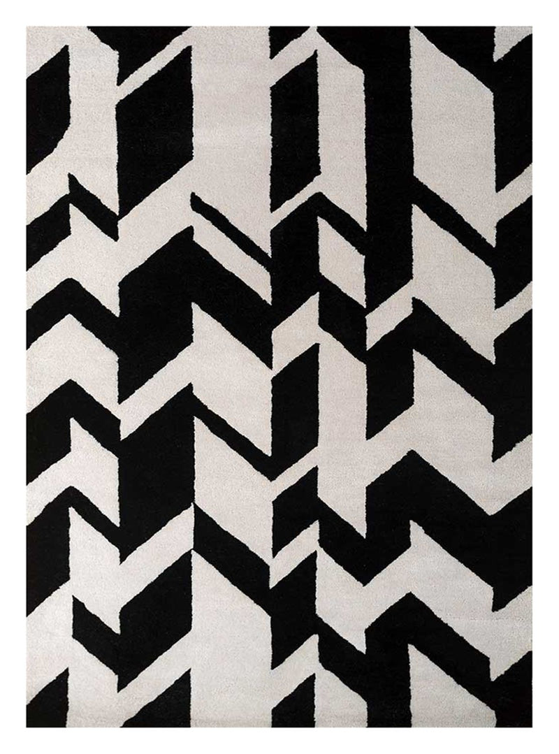 Wollteppich - 235 x 148 cm - schwarz-weiß