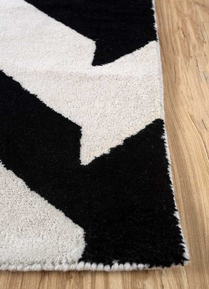 Wollteppich - 235 x 148 cm - schwarz-weiß