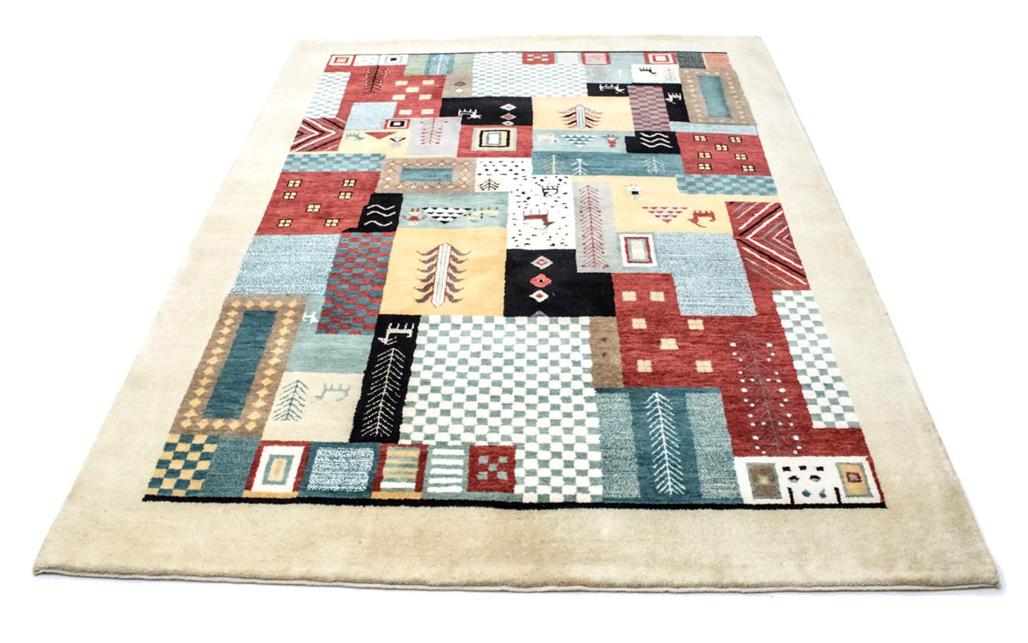 Gabbeh Teppich - Loribaft Indus 198 x 150 cm - bunt