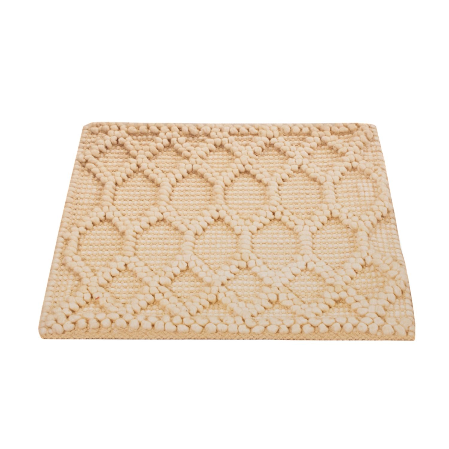 Wollteppich quadratisch  - 48 x 42 cm - beige