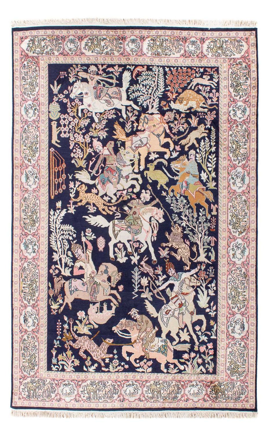 Seidenteppich - Kaschmir Seide - 215 x 133 cm - dunkelblau