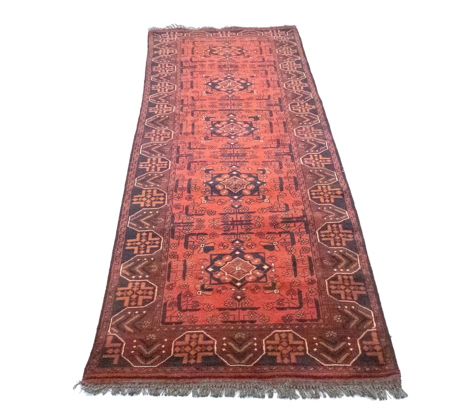 Afghan Teppich - Kunduz 288 x 78 cm - rot