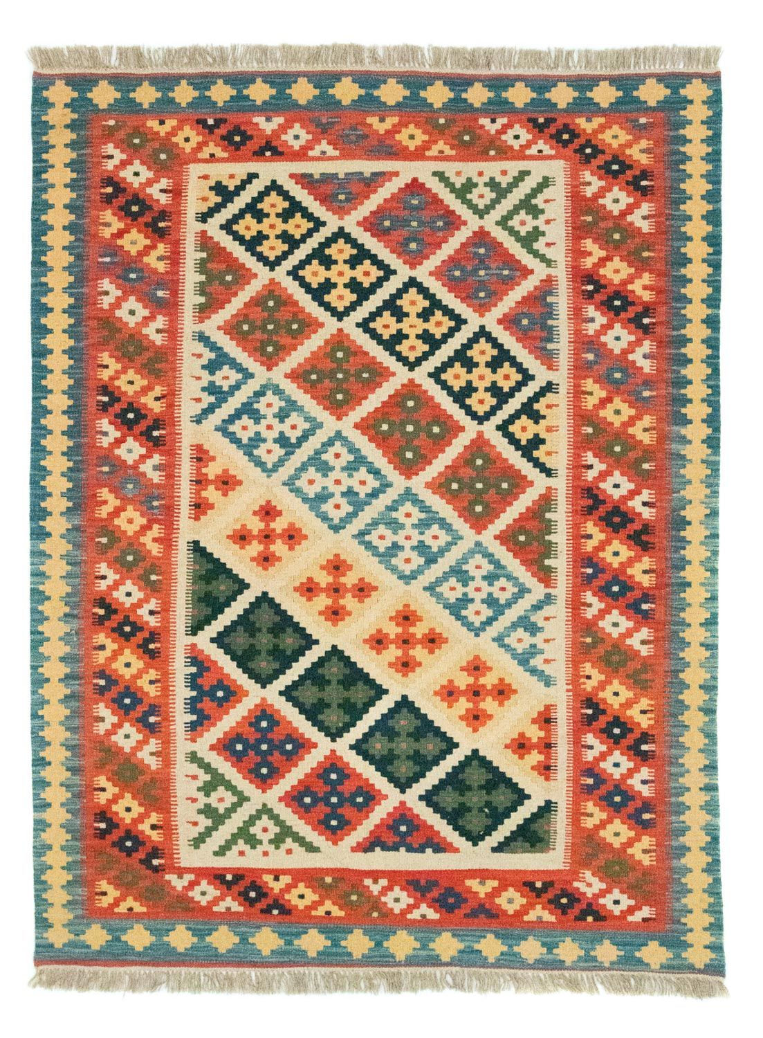 Kelim Teppich - Splash 202 x 153 cm - beige