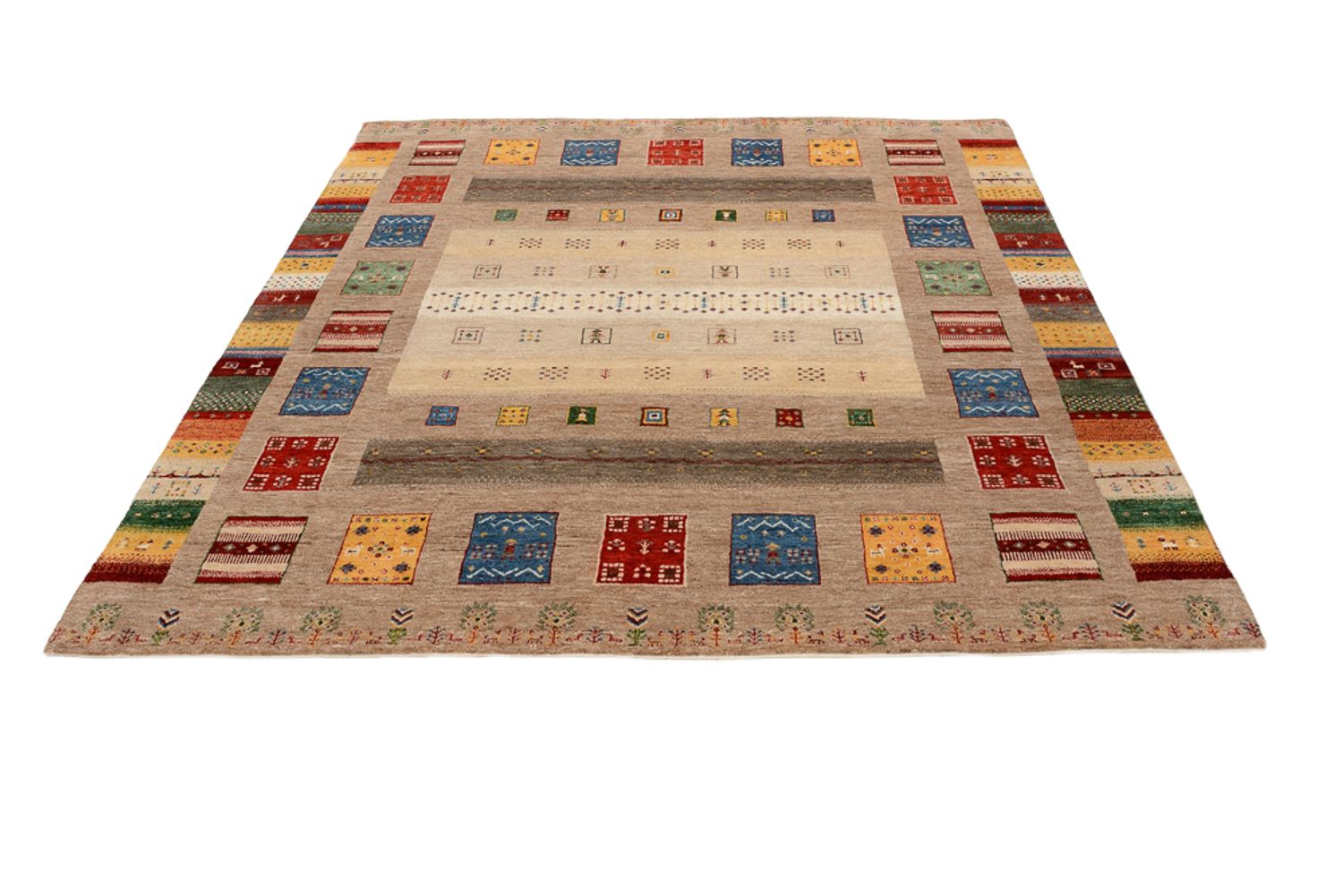 Gabbeh Teppich - Loribaft Indus quadratisch  - 203 x 201 cm - mehrfarbig