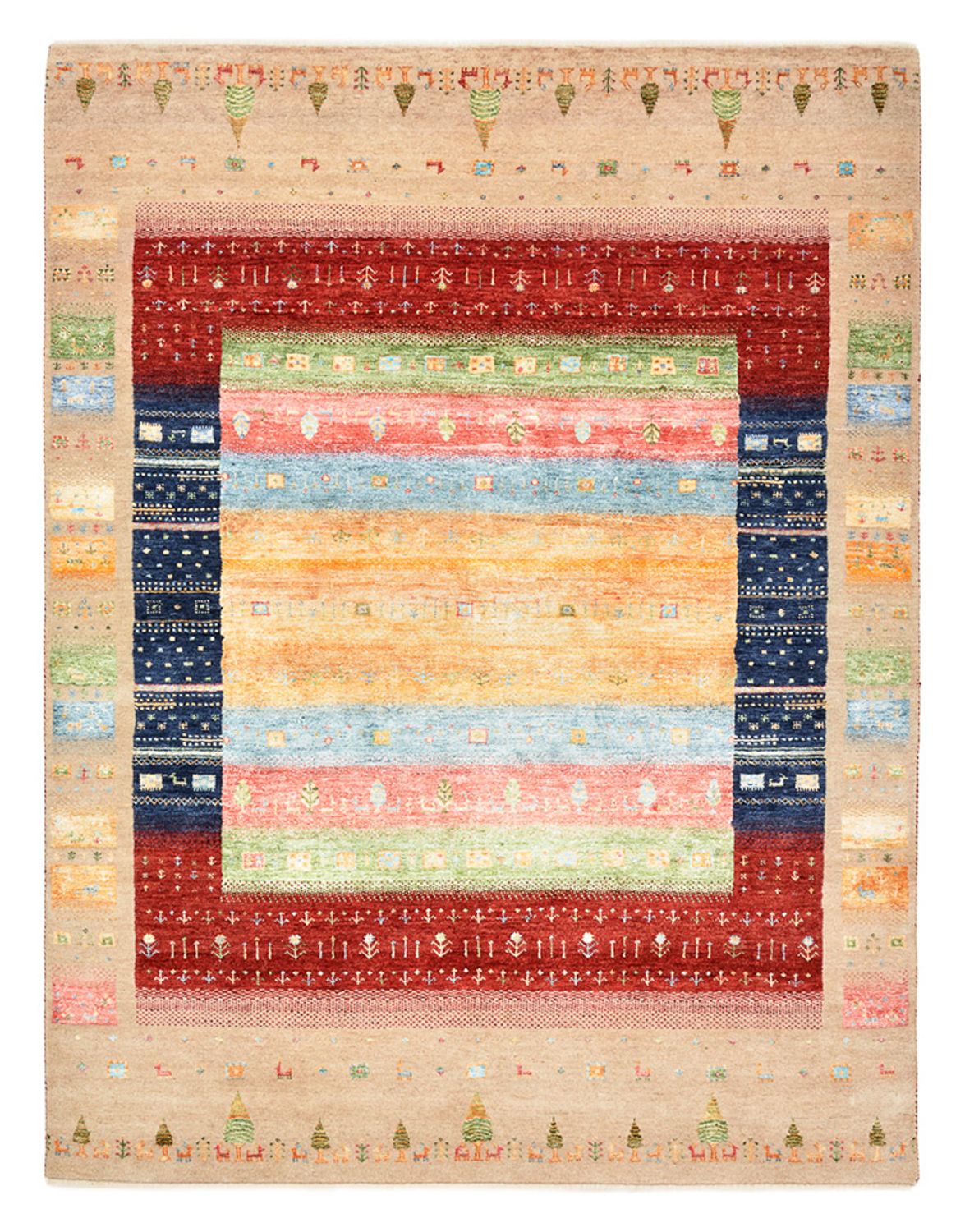 Gabbeh Teppich - Loribaft Indus - 198 x 154 cm - mehrfarbig