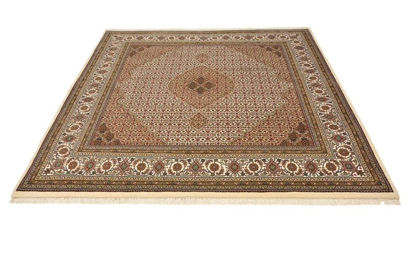 Orientteppich - Täbriz quadratisch  - 203 x 201 cm - dunkelbeige