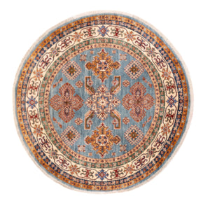 Ziegler Teppich - Kazak rund  - 148 x 147 cm - blau