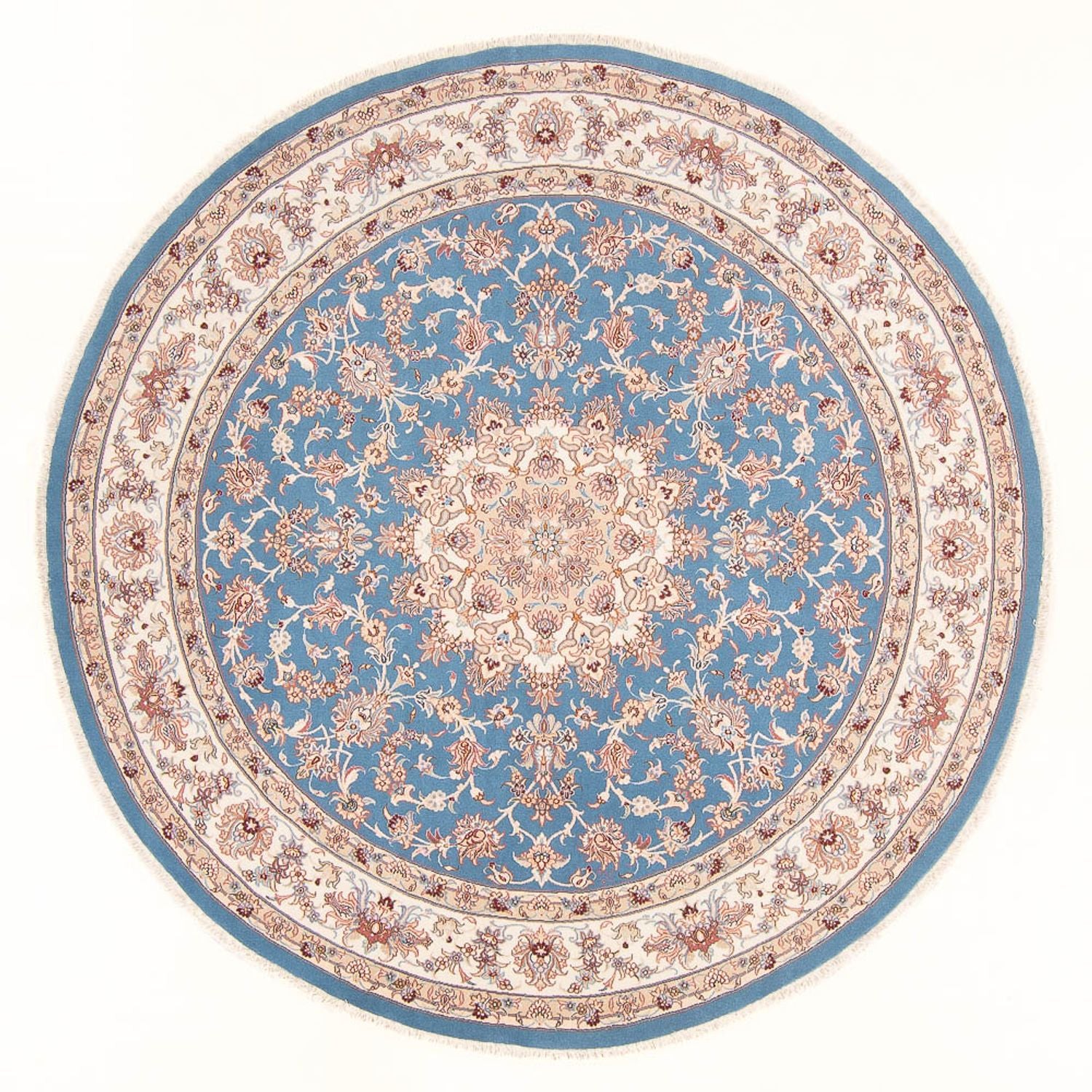 Perserteppich - Täbriz - Royal rund  - 200 x 200 cm - hellblau