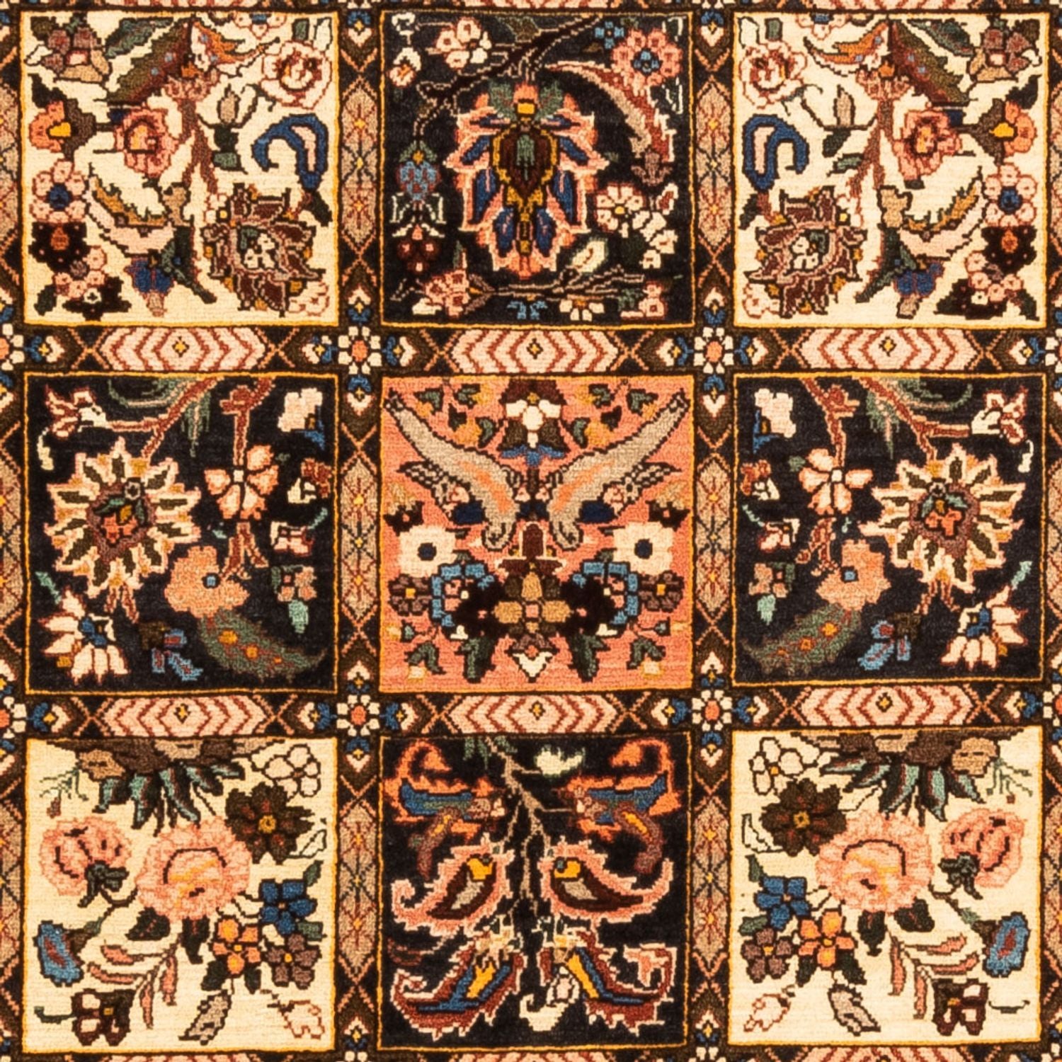 Perserteppich - Nomadic quadratisch  - 207 x 199 cm - dunkelbeige