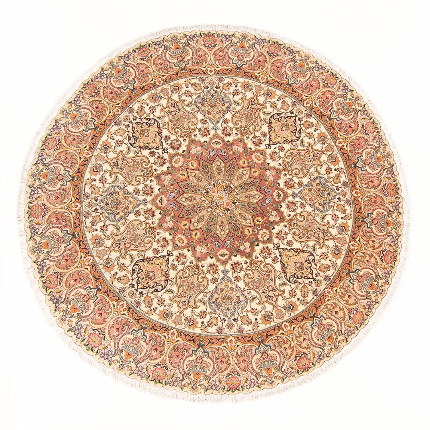 Perserteppich - Täbriz - Royal rund  - 200 x 200 cm - creme