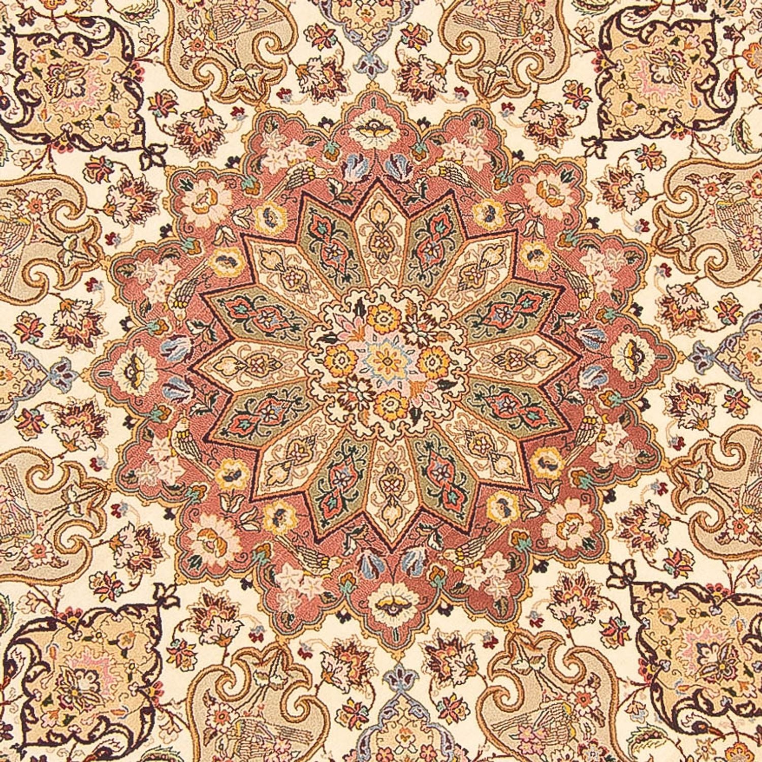 Perserteppich - Täbriz - Royal rund  - 200 x 200 cm - creme