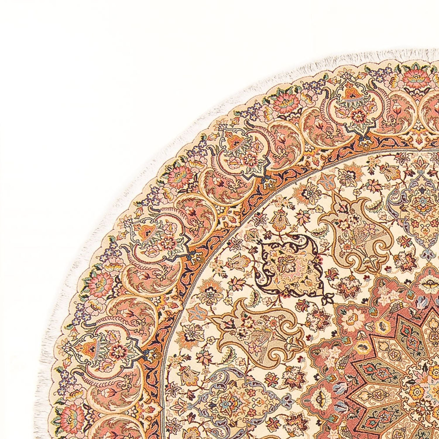 Perserteppich - Täbriz - Royal rund  - 200 x 200 cm - creme