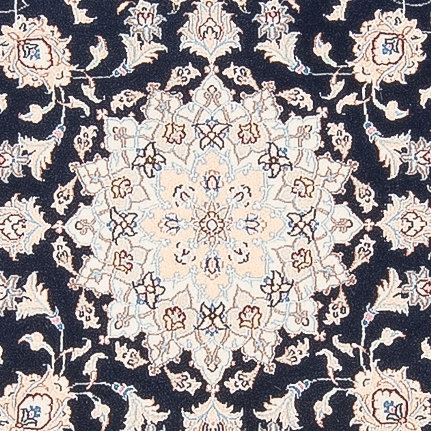Perserteppich - Nain - Premium rund  - 111 x 105 cm - dunkelblau