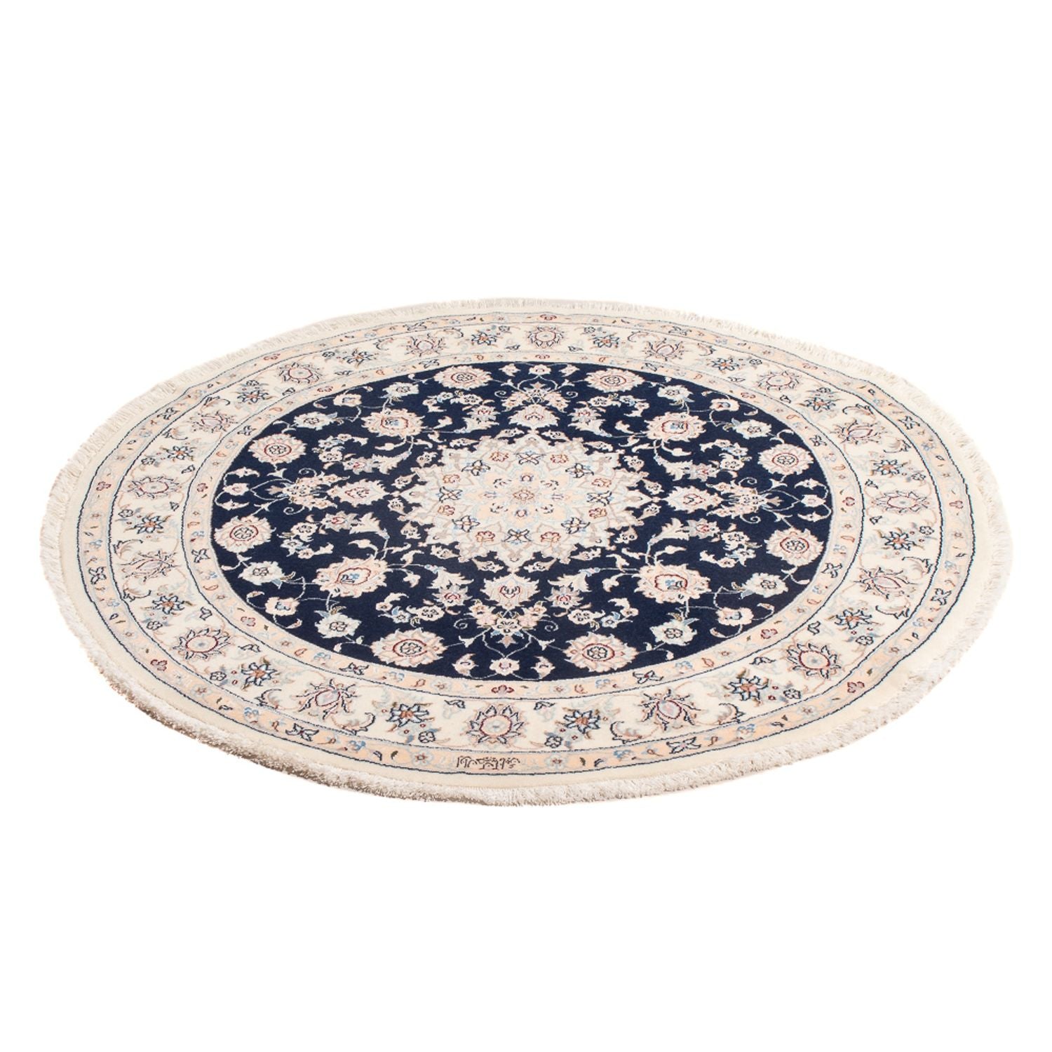 Perserteppich - Nain - Premium rund  - 111 x 105 cm - dunkelblau