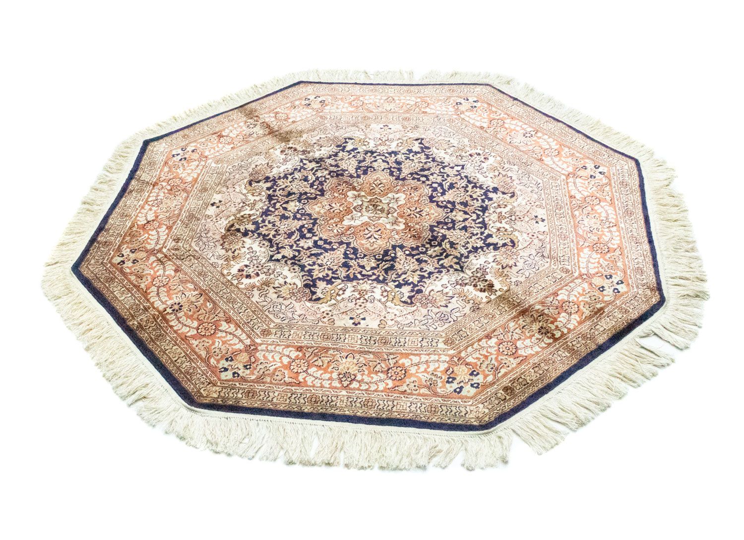 Seidenteppich - Kaschmir Seide sonderform  - 127 x 125 cm - blau