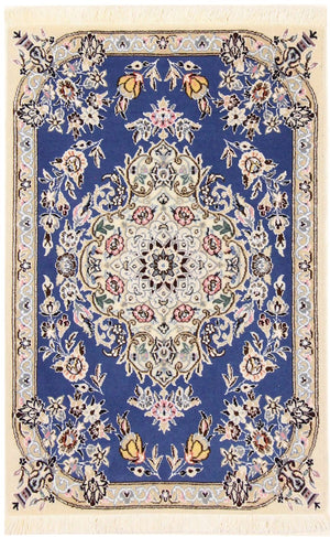 Perserteppich - Nain - Royal - 90 x 60 cm - blau