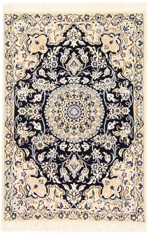 Perserteppich - Nain - Royal - 90 x 60 cm - dunkelblau
