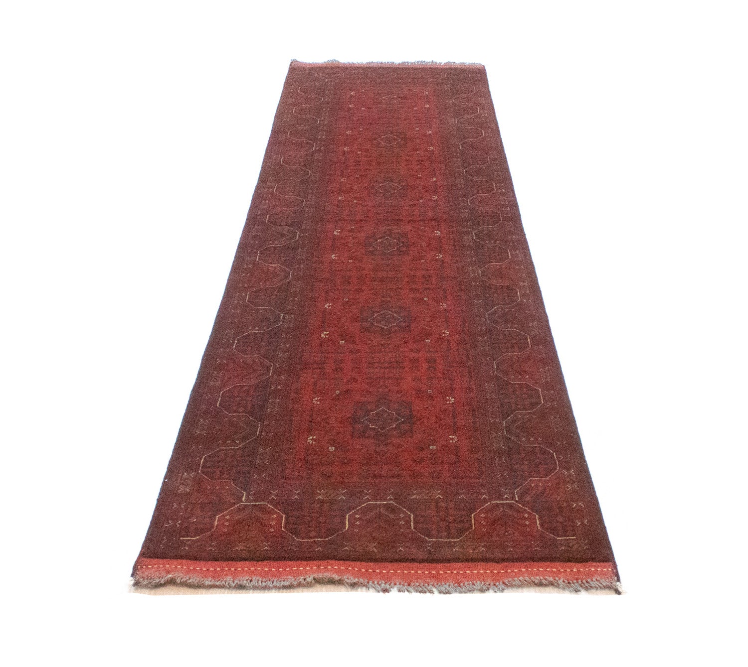Afghan Teppich - Kunduz 297 x 74 cm - rot