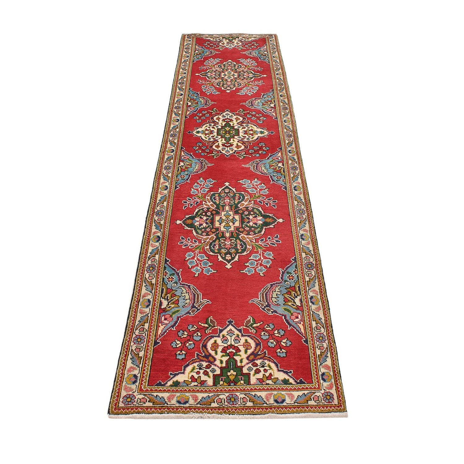 Läufer Perser - Täbriz - 343 x 80 cm - rot