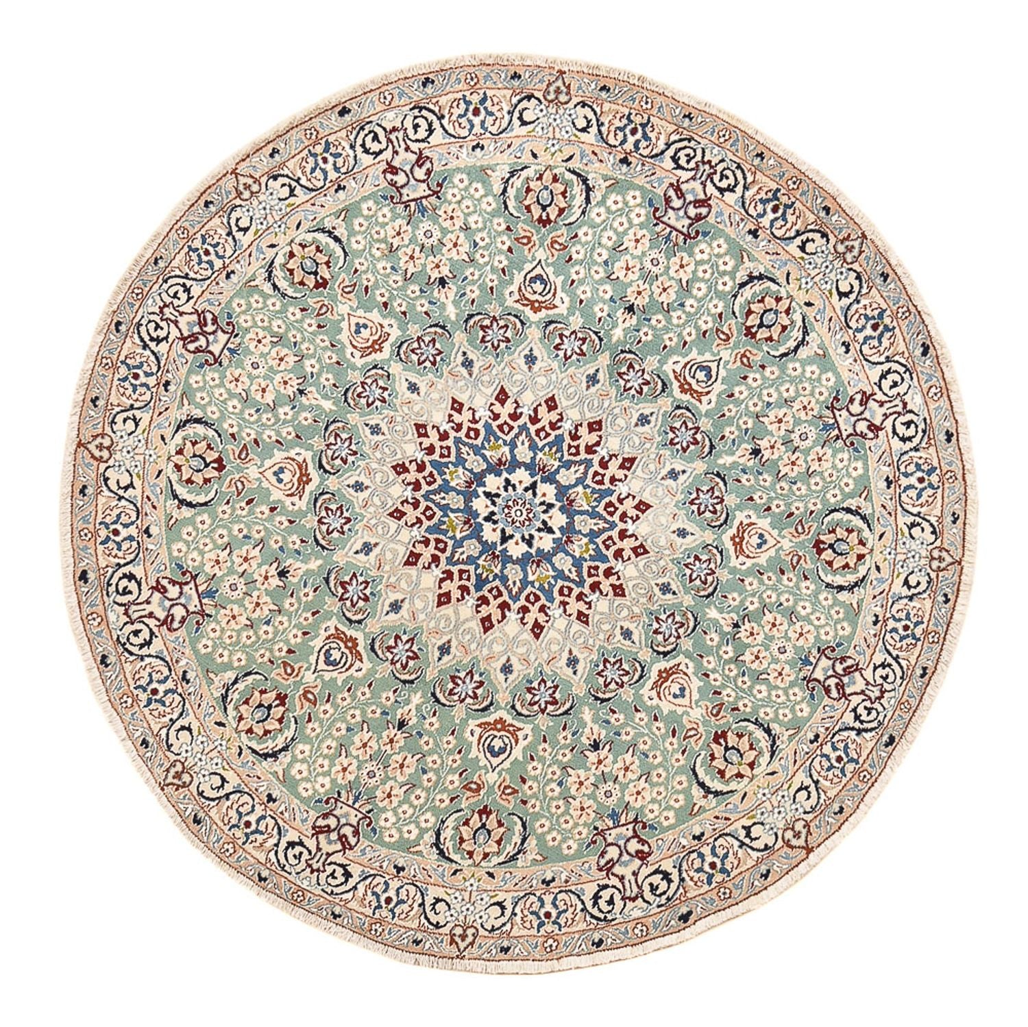 Perserteppich - Nain - Royal rund  - 139 x 139 cm - hellgrün