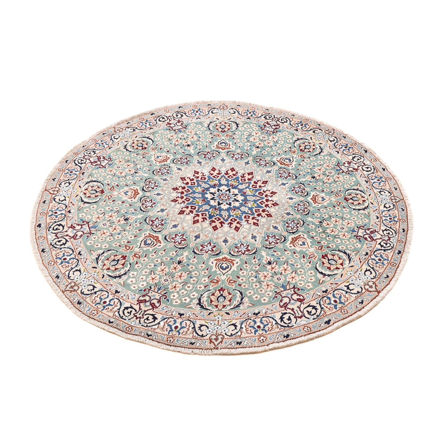 Perserteppich - Nain - Royal rund  - 139 x 139 cm - hellgrün