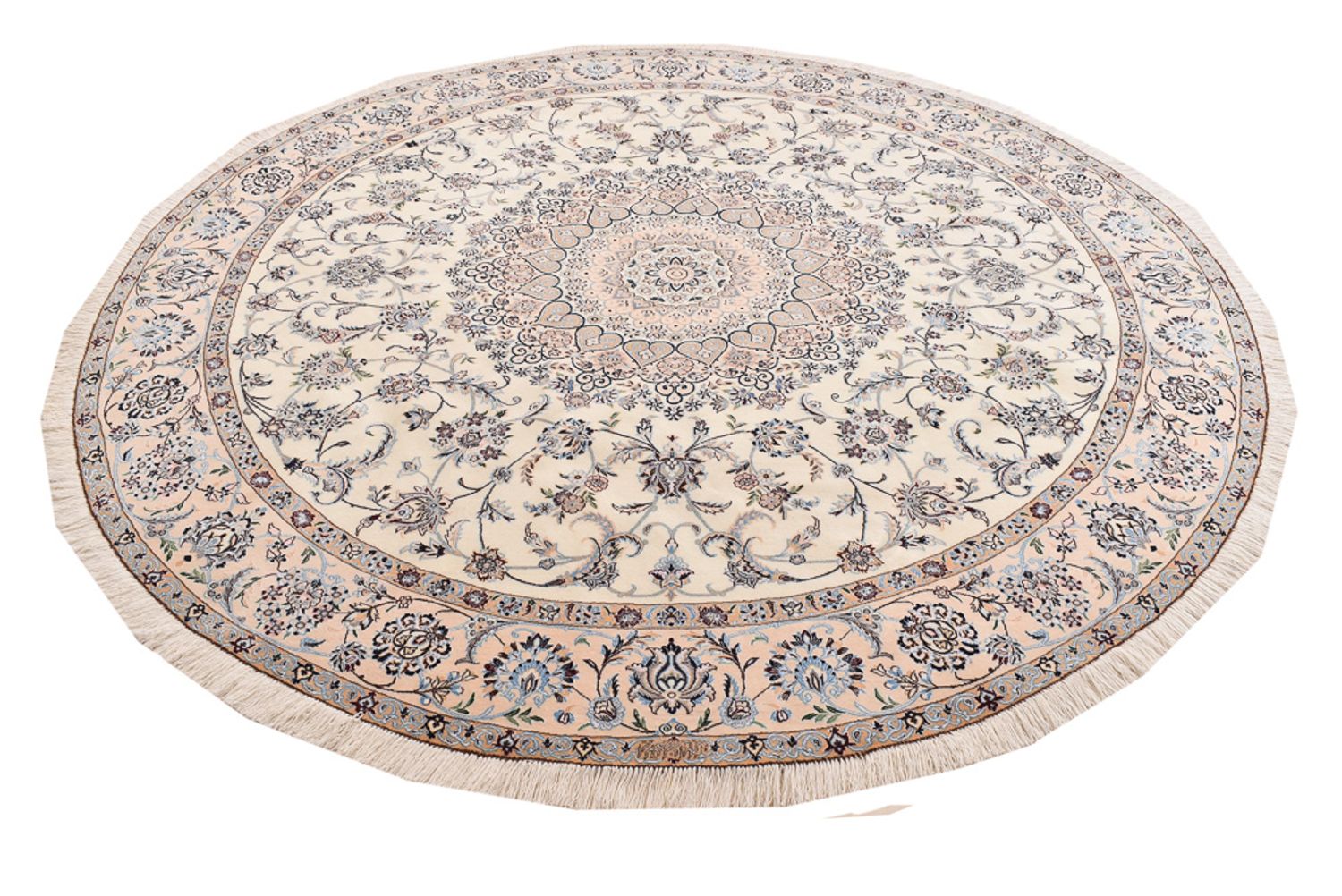 Perserteppich - Nain - Premium rund  - 252 x 252 cm - creme