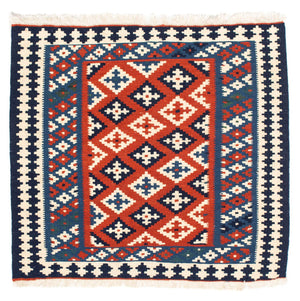 Kelim Teppich - Oriental 103 x 100 cm - dunkelblau