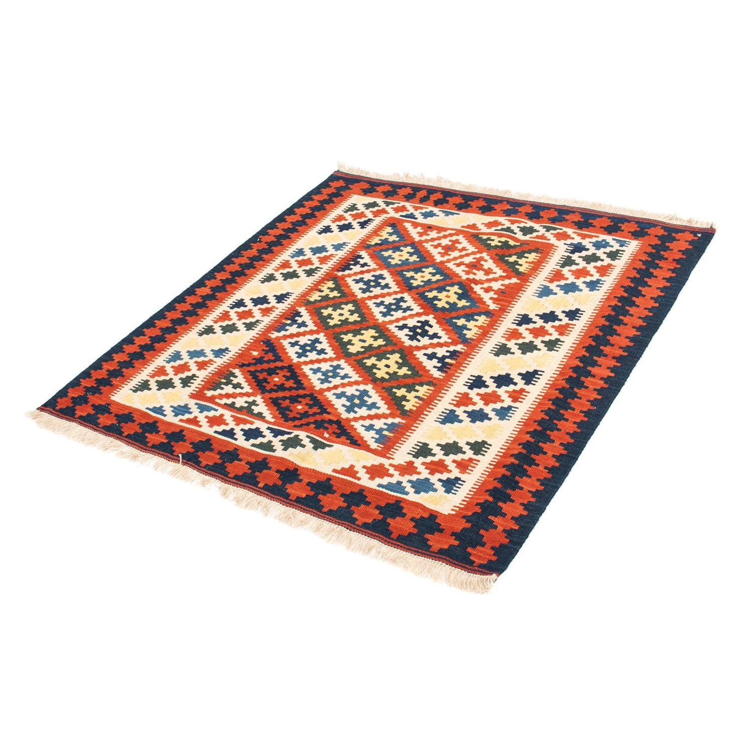 Kelim Teppich - Oriental 107 x 100 cm - dunkelrot