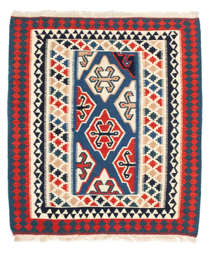 Kelim Teppich - Oriental 125 x 110 cm - blau