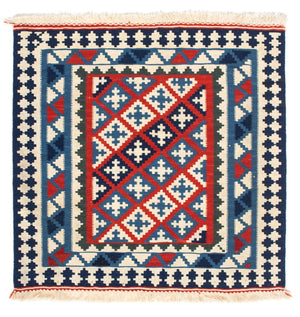 Kelim Teppich - Oriental 100 x 100 cm - blau