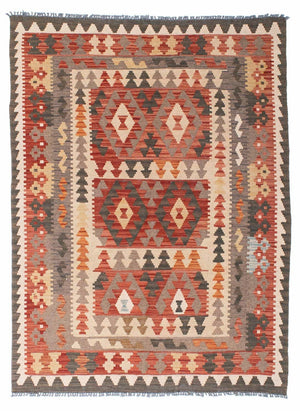 Kelim Teppich - Oriental 194 x 147 cm - hellrot