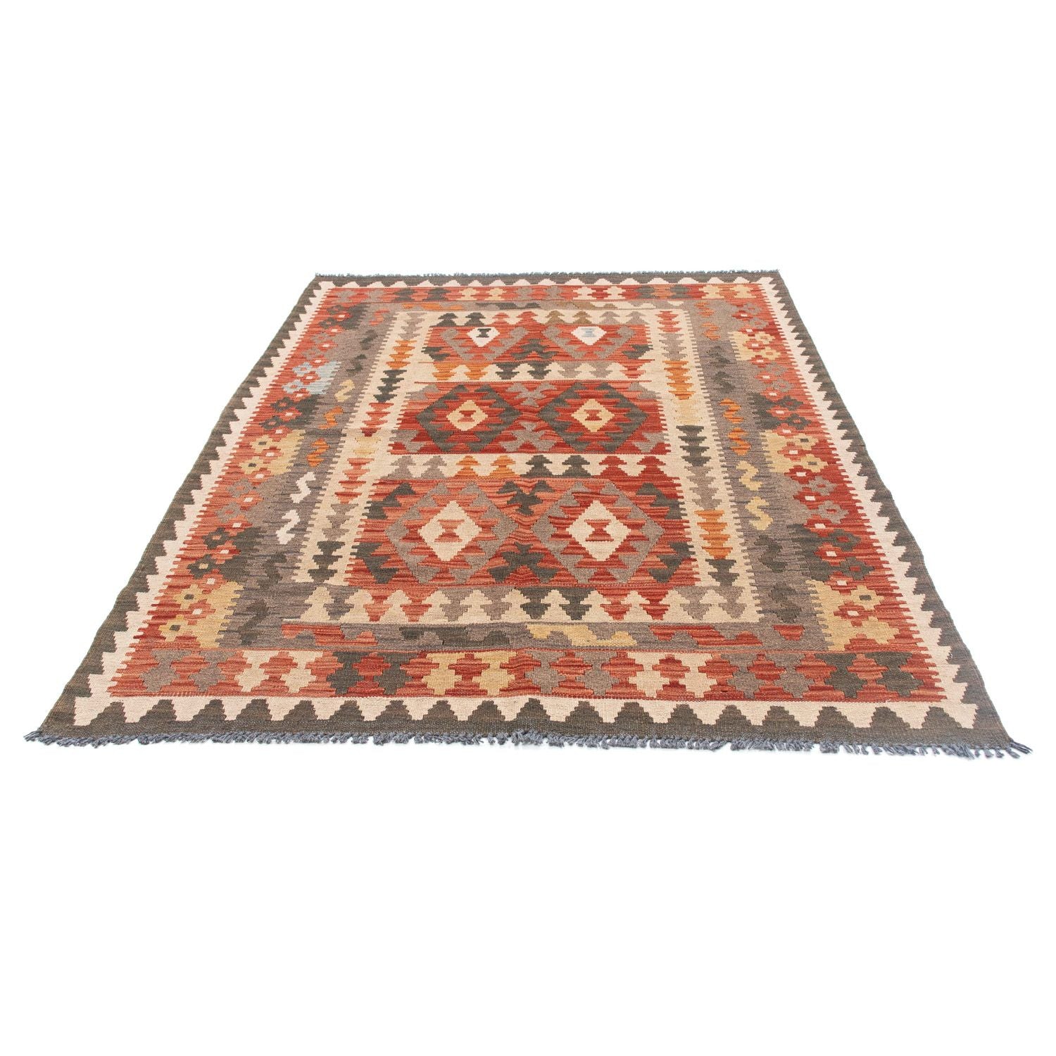 Kelim Teppich - Oriental 194 x 147 cm - hellrot